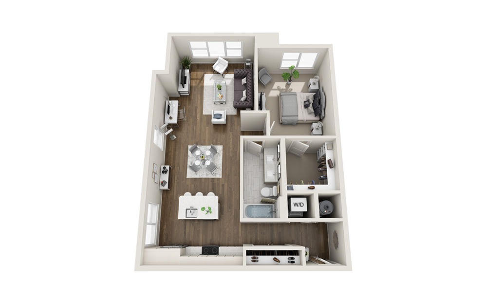 A5 1 Bed 1 Bath Floorplan