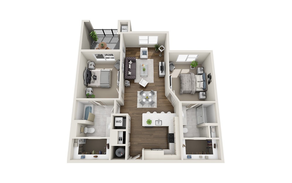 B1 2 Bed 2 Bath Floorplan