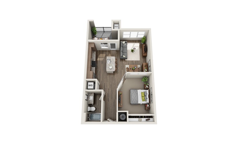 Enfilade - 1 bedroom floorplan layout with 1 bathroom and 705 square feet