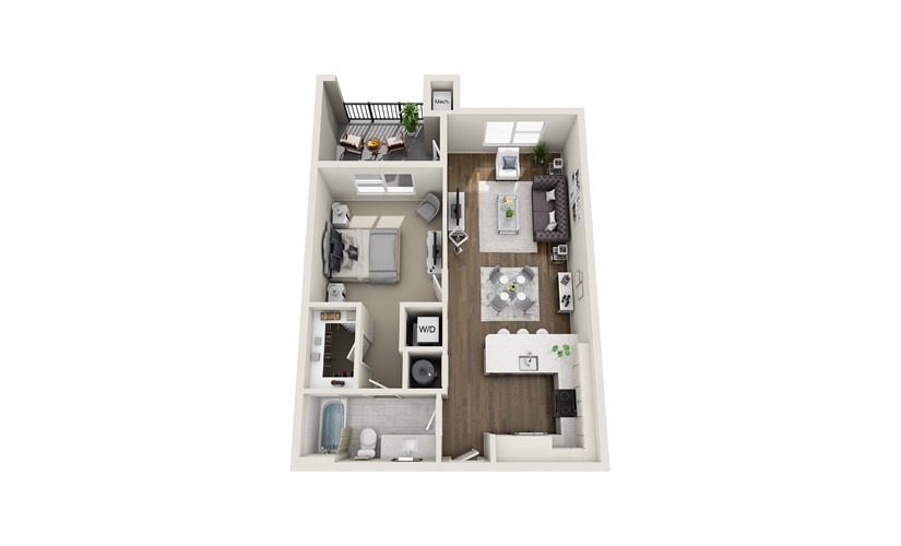 Gablet - 1 bedroom floorplan layout with 1 bathroom and 731 square feet