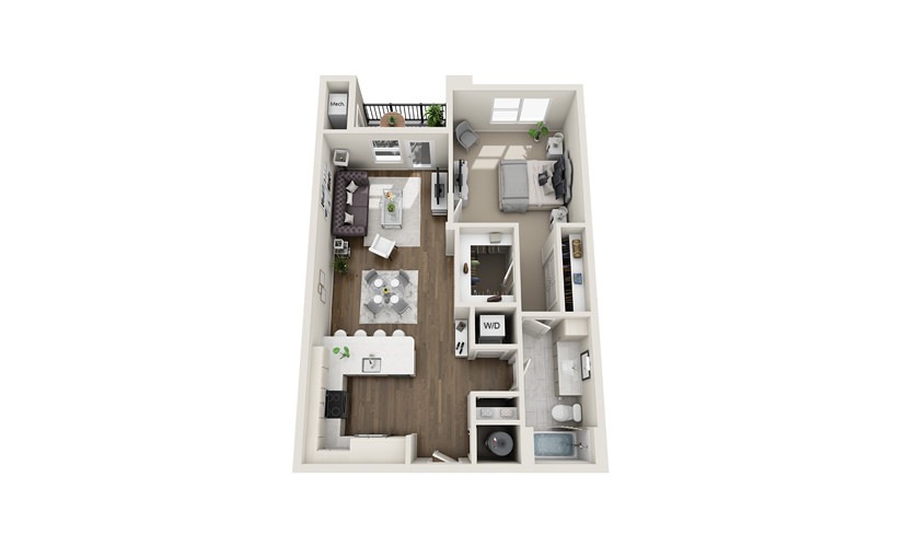 Chevron - 1 bedroom floorplan layout with 1 bathroom and 822 square feet