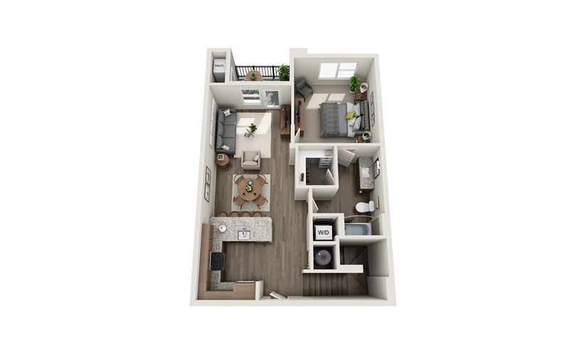 Inglenook - 1 bedroom floorplan layout with 1 bathroom and 752 square feet