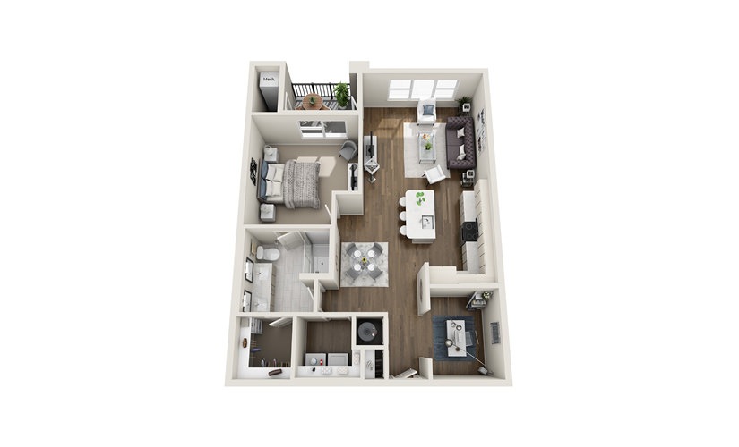 Oculus - 1 bedroom floorplan layout with 1 bathroom and 920 square feet