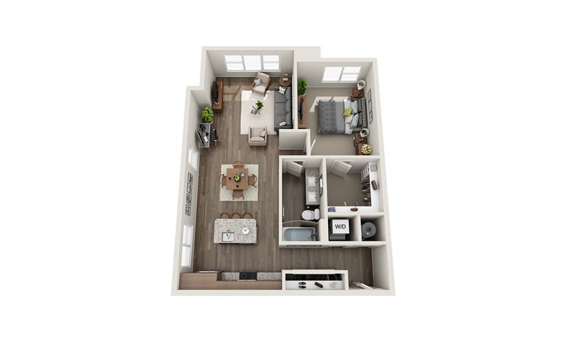 A5 1 Bed 1 Bath Floorplan