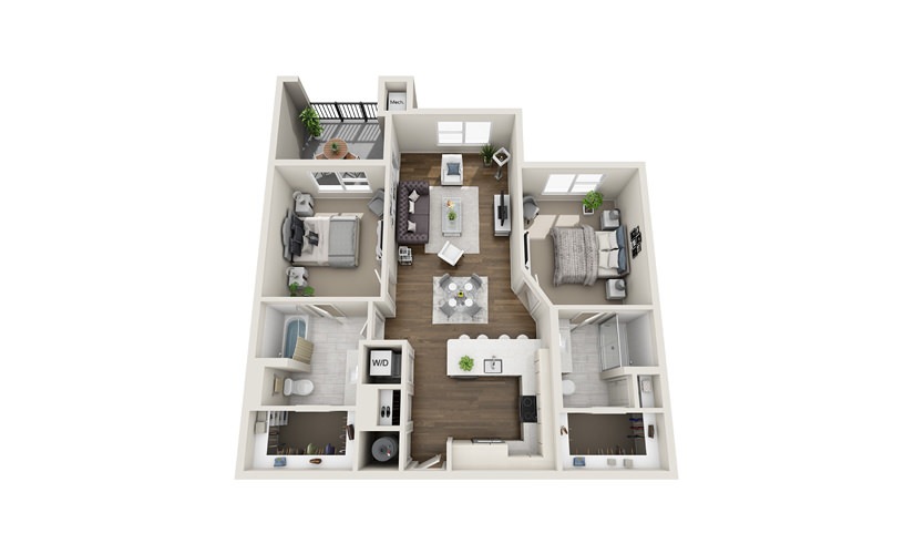 B1 2 Bed 2 Bath Floorplan